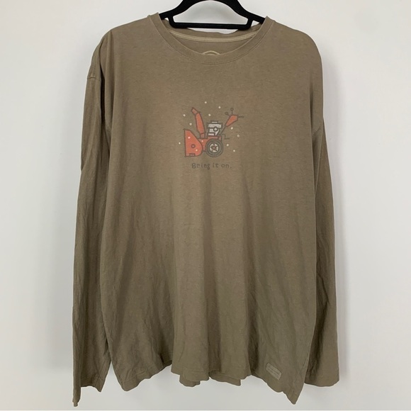 Life is Good Green Snowblower Bring It On Long Sleeve Shirt Size XL - Picture 1 of 9